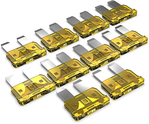 AUPROTEC Standard ATO Flachstecksicherung 1A - 40A Stecksicherung Schmelzsicherung Auswahl: 20A Ampere gelb, 10 Stück