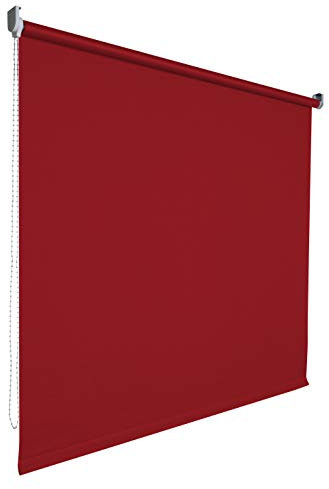 Kettenzugrollo Seitenzugrollo Tür Fenster Rollo Vorhang 14 Farben Breite 62 bis 202 cm Länge 180 cm lichtdurchlässig halbtransparent Metall Träger Wandmontage Deckenmontage (202 x 180 cm/Rot)