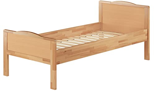 Erst-Holz® Seniorenbett Einzelbett extra hoch 100x200 Buchebett Massivholz Natur Rollrost 60.70-10FL