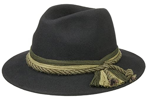 Lodenhut Manufaktur Korfaden Trachtenhut Wollhut Wollfilzhut Schützenhut Tiroler Hut Wanderhut Herren - Herbst Sommer Frühjahr Winter Frühling-Sommer Herbst-Winter - 60 cm schwarz