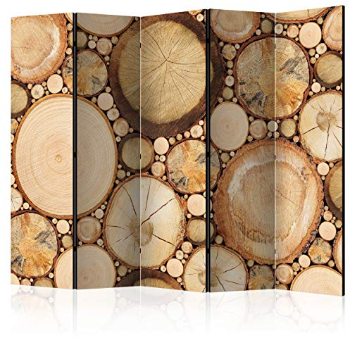 decomonkey Paravent Raumteiler Innen Holz 225x172 cm 5 Teilig Einseitig Room Divider Wall Raumteiler Stehend Trennwand Sichtschutz Spanische Wand Sichtschutzwand Wohnzimmer Natur