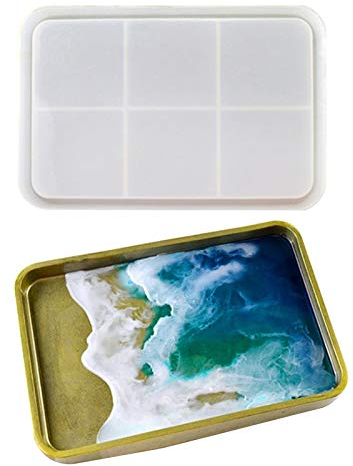 Silikonform Tablett Resin Harz Formen Servierbrett, Gießharz Formen Untersetzer, Rechteckige Silikonform Gießform, Epoxidharz Formen Für DIY Teetablett Obsttablett Kunsthandwerk - 262 X 171 X 27 Mm