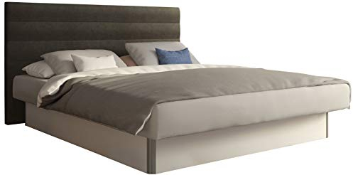 SuMa - Doppelwasserbett 180x200 dual freistehend m. Sockel weiß und Kopfteil Largo, Farbe Carbon 180x200 cm