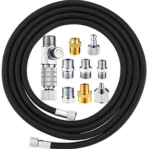 10 Pieces Airbrush Adapter Set Includes Airbrush Adapter Kit Airbrush Quick Release Disconnect Fitting Connector Female Couplings Nylon Braided Airbrush Hose for Air Compressor and Airbrush Hose