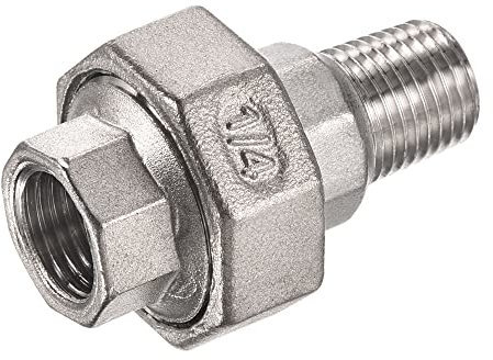 sourcing map Tuyau Raccord Union Acier Inox Hexagone Tête Adaptateur pour Maison Industriel Usine G1/4