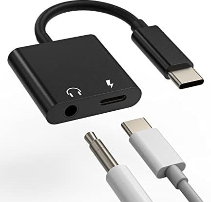 USB-C to 3.5mm Headphone Adapter 2way DAC Jack Type C AUX Splitter Charging Audio Cord Dongle Accessories Compatible for Samsung Galaxy S22 S21 S20 FE Ultra Note10 S9 IPad Pro Air 4 2021 S10 LG Huawei