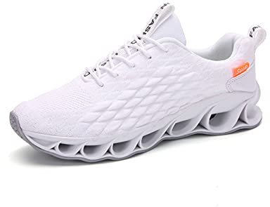 Newrong Herren Sneakers Blade Fischschuppen-Schuhe, weiß, 44 EU