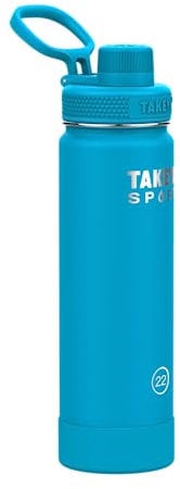 Takeya Sports Water Bottle with Spout Lid - Bottle with Triple Stainless Steel Insulation - Dishwasher Safe & BPA-Free - Bottle with Ice-Blocking Spout Lid & Removable Bumper - 22 oz, Champion Blue