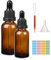 Hyber&Cara Flacons en verre ambre avec pipettes,50ml 100ml Bouteilles compte-gouttes en verre brun vides pour les huiles essentielles/aromathérapie