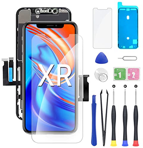 EXW Écran LCD pour iPhone XR 6.1 Écran pour iPhone XR Tactile De Réparation Complet + Protecteur D'écran + Adhésif Étanche A1984, A2105, A2106, A2108