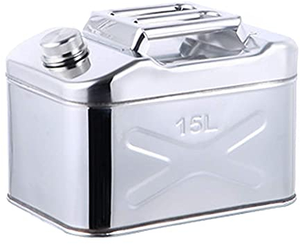 UCCE 15L Portable Carburant Peut Métal 304 Réservoir D'essence en Acier Inoxydable avec Tube De Guide D'huile Épaissie Essence Diesel Bidon De Rechange (15L)