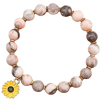 SURALIN 8 mm natürliches Rosa Zebra-Stein-Perlen-Armband, Mann und Frau, Freundschaft, Perlenarmband