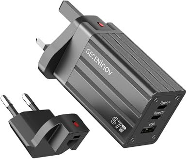 67W USB C Charger, 65W USB C Fast Travel Charger with EU UK US Plug, PD3.0 Charge Power Supply, PPS Adapter Compatible with MacBook Pro Air, iPad, iPhone 16 Pro/15, Galaxy S24, Pixel, Steam Deck