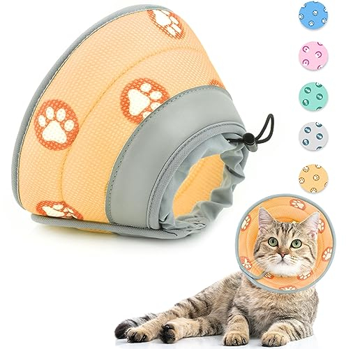 Supet Halskrause Katze,Einstellbarer Halskrause Katze Halsband,Wiederherstellung Halsband Weich Kragen Cone Nach Operation und Verletzungen für Welpen,Hunde und Katzen (Orange,S)