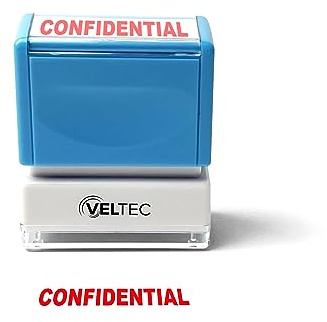 Veltec Premium Pre-Inked Message Stamp, Red Ink (Confidential)