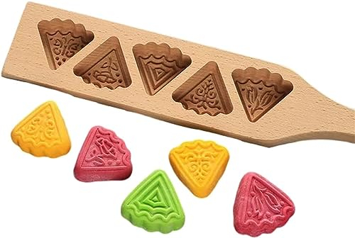 Mid Festival Moon Cake Mould，Chinese Mooncake Mold, 5 Flower Environmental Wooden Muffin and Mooncake Cups Handmade Soap Molds, Cookie Press Mid Autumn Festival Decor Cake Cutter Mold, for Baking Dess