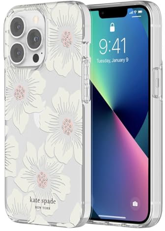 kate spade new york iPhone 13 Pro Case, Compatible with Wireless Charging - Hollyhock Floral