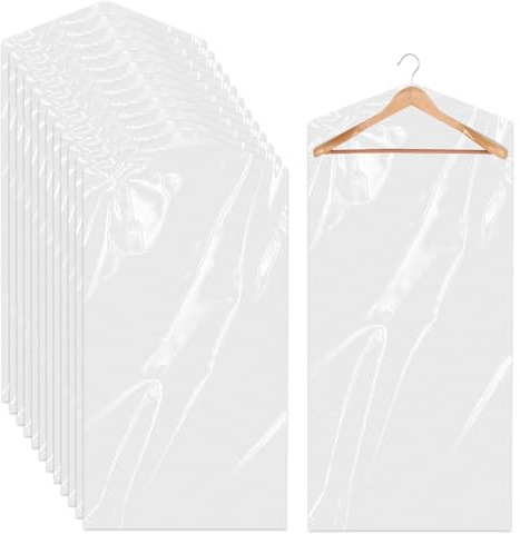 30 Pcs Clear Garment Cover 47 Inch Plastic Garment Bags for Hanging Clothes Dry Cleaning Bags Transparent Dust-proof Storage Covers for Skirt Coat Suit Shirt Jacket