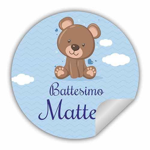 100 Tag Adesivi personalizzati nascita, battesimo, compleanno, PERSONALIZZALO QUI con nome data, etichette adesive, Adesivo bomboniere, scatolini, sacchetti, portaconfetti