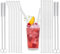 WUBAYI 16-Pack Glass Straws Eco-Friendly Reusable Drinking Clear with 4 Cleaning Brushes Suitable for Smoothies, Milkshakes, Tea, Juice - Dishwasher Safe(Set of 6 Straight & Curved)