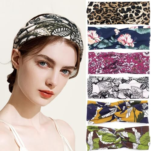 6 Stück Haarbänder Damen Breite Elastische Weiche,Sport Haarbänder Elastisch,Yoga Sport Haarband,Stirnband Damen Elastisch,Haar-Accessoires für Alltag Yoga Sport Mode
