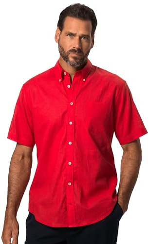 JP 1880 Herren große Größen Übergrößen Menswear L-8XL Leinenmix-Hemd, Halbarm, Buttondown-Kragen, Modern Fit Chilli rot XXL 782692534-XXL