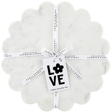Santa Barbara Design Studio Marmor-Charcuterie-Bretter, Käsebrett, rund, gewellt, 30,5 cm Durchmesser, Weiß