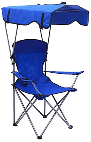 DRMEE Klappstuhl Angelstuhl Campingstuhl Mit Schattendachstuhl, Klappliege, Verstellbarer Outdoor-Strand, Leichter Sonnenschirm, Klappstühle Camping Stuhl (Color : Blue, Size : 50 * 50 * 90cm)
