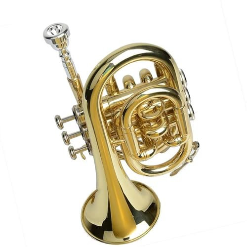 Blasinstrumente Messinglack B-Trompete Kornett Mit 7C-Mundstück DREI-Tasten-Mini-Taschentrompete