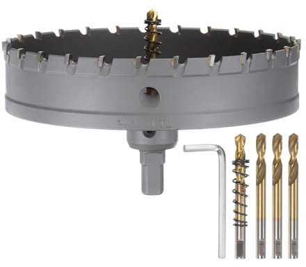 sourcing map Carbide Hole Saw Kit 152mm (6) Metal Hole Cutter Set with 5pcs Center Drill Bits Springs 1pcs Wrench for Stainless Steel Copper Iron Aluminum