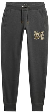 Superdry Damen Schmal geschnittene Luxe Jogginghosen mit Logo in Metallic-Optik Fast Schwarz Heide 40