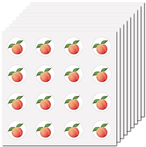 CREATCABIN 128Stück Cartoon Pfirsich Aufkleber Obst Aufkleber Vinyl Wasserfest Selbstklebend Aufkleber Planer Paster Dekor Für Laptop Flaschen Wasserflasche Computer Telefon DIY Scrapbooking 2.5x2.5cm
