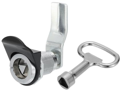 PATIKIL Triangle Cam Lock, Chrome Plated Tubular Cabinet Drawer Lock 1-1/4 Cylinder Length Fits Up to 1-1/16 Thick Panel with Small Keys for Electric Cabinet Water and Gas Meter