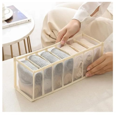 JMORCO Schubladentrenner Haus Aufbewahrungsbox Nylon Mesh Baby Hive Schubladen Organizer for Zimmer Unterwäsche BH Socken Kleidung Schränke Schlafzimmer Schrank(7 Cells MI,1PC)