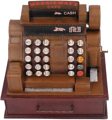 Bonbela Vintage-Registrierkasse, Eisen-Kunst-Requisiten, Dekorative Verzierung, Stressabbauendes Vintage-Registrierkassen-Dekormodell für Büro und Zuhause