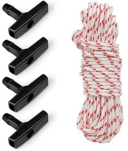SGERUFZ 10 metros 3.0 mm Cuerda de Arranque 4 Unidades Mango de Arranque para Cortacésped Motosierra Recortadora Cepillo Cortador Piezas de Motor