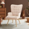 Sicaan Fauteuil de Salon Scandinave Stella en Tissu Bouclette Beige – Design Élégant et Confortable avec Accoudoirs et Dossier Ergonomiques – Structure Solide Pieds Bois Hévéa – 67x73,5x102 cm