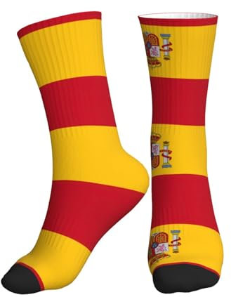 DBKGHIEDHG Calcetines deportivos casuales de la bandera de España, transpirables, cómodos, con cojín pesado, para mujeres y hombres, 1 negro., Altoa única