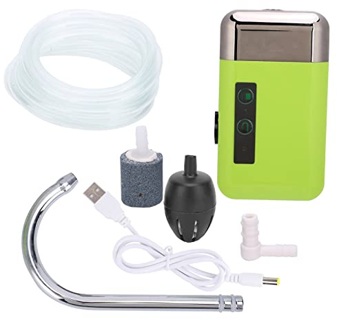 Tragbare Sauerstoffpumpe mit Sensor für Angeln, 3-in-1 Belüftung & LED-Licht, Automatische Wasserpumpe für Kübel & Köderbox, Akkubetrieben