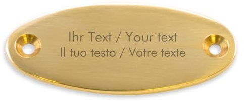 Kleines Messingschild mit personalisierter Gravur - 62 x 22 mm, oval - Türschild, Namensschild, Klingelschild aus Messing mit eigenem Text