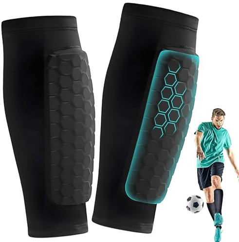 Luriseminger Fußball Schienbeinschoner für Herren, 1 Paar, Wabenpolster | Leichte Schienbeinschoner-Socken mit Wabenpolster und Silikonstreifen für Jugendliche und Erwachsene beim Fußballtraining