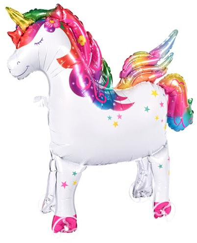 Ovanda XXL Einhorn Folienballon mit Beinen,3D Folienballon Einhorn Stehend,Walking Tier Folienballons,Einhorn Deko,Einhorn Ballon Mädchen,Einhorn Helium Ballon,Deko für Mädchen Kinder Geburtstag Party