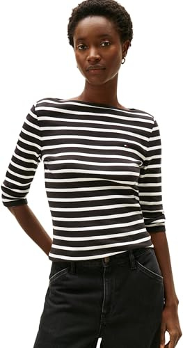 Tommy Hilfiger Donna Maglietta Maniche Lunghe New Cody Slim Scollo a Barca