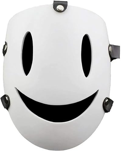 JiaWell Cosplay Maske Anime Scharfschütze Weiß Lächeln Maske,Cosplay Kostüm Harz Integral Helm Horror Kopfbedeckung, Halloween Cosplay Charakter Party Kostüm Requisiten
