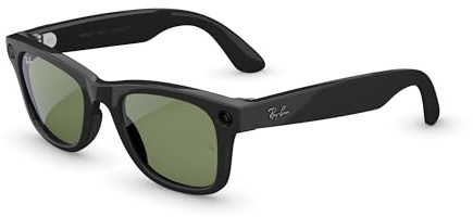 RAY-BAN Meta Gen 2 Wayfarer - AI Glasses for Men & Women - Shiny Black | 12MP Camera, 3K Ultra HD Video, Voice Command, Open-Ear Audio, 8H Battery, Meta AI App - G15 Green Lenses