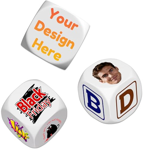 5–100 Stück individuelle Würfel mit Logo, 30 mm, personalisierte Blanko-Entscheidungswürfel mit Text oder Foto, lustiges Geschenk für Damen und Herren, Jahrestag, Geburtstag, Hochzeit, Weihnachten