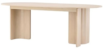 FURNLUX Tyreso Esstisch, Oval, Beige, 220x100x75 cm, 65 kg, MDF Holz, Esszimmer Küche Wohnzimmer