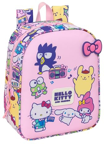 safta HELLO KITTY & FRRIENDS Kinderrucksack, Schulrucksack, anpassbar an Kinderwagen, ideal für Kindergärten, bequem und vielseitig, Qualität und Widerstandsfähigkeit, 22 x 10 x 27 cm