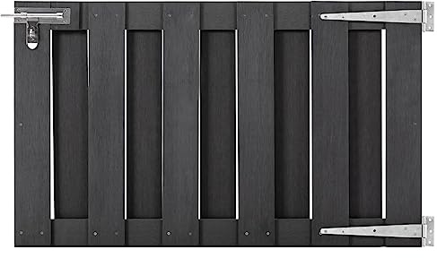 Tonture Porte de jardin WPC grise 100 x 60 cm - Porte de jardin avec fermeture coulissante et charnière - Résistant aux intempéries et à la pourriture - Pour clôture, brise-vue et sécurité