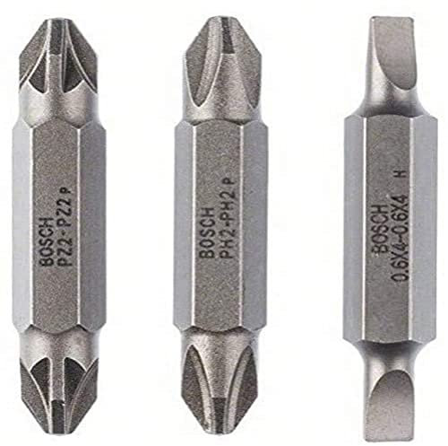 Bosch 2 607 001 744 - Juego de lámina doble, 3 piezas - S 0,6x4,0, PH2, PZ2; S 0,6x4,0, PH2, PZ2; 45 mm (pack de 3)